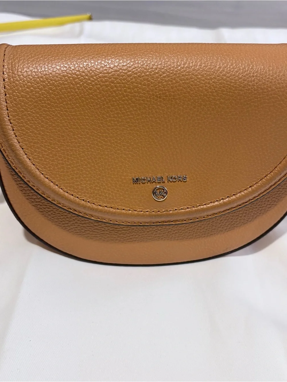 Michael Kors Women's mustard Leather Crossbody saddle Bag